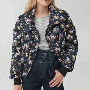 La Vie Rebecca Taylor Floral Crop Puffer Jacket